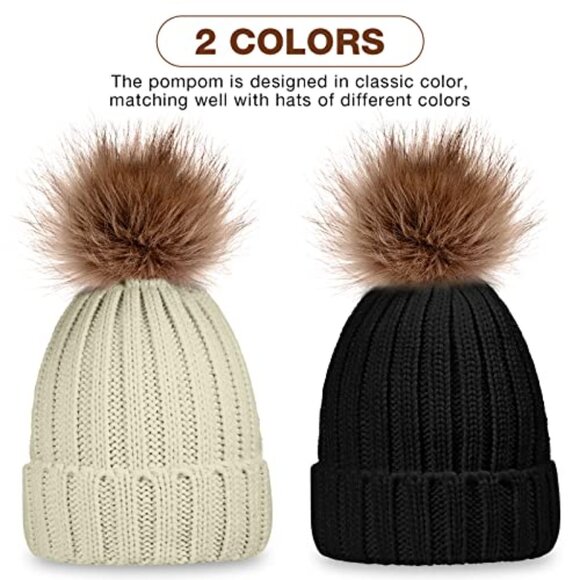 Fleece Lined Pom Beanie Touchscreen Gloves Set Unisex Winter Warm Accessories - Picture 5 of 8